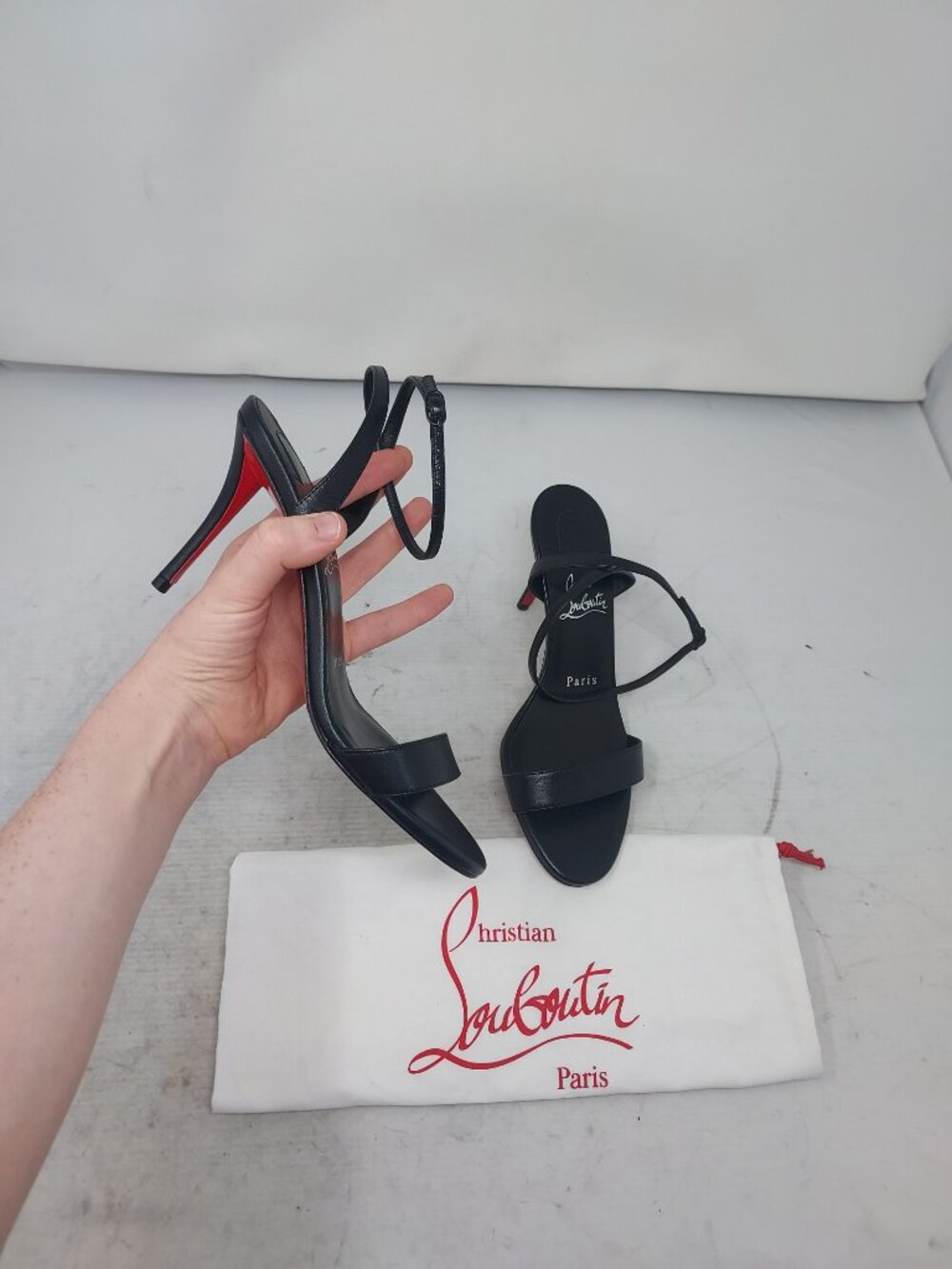 Christian Louboutin Miss Z Black Strappy Sandal 85mm